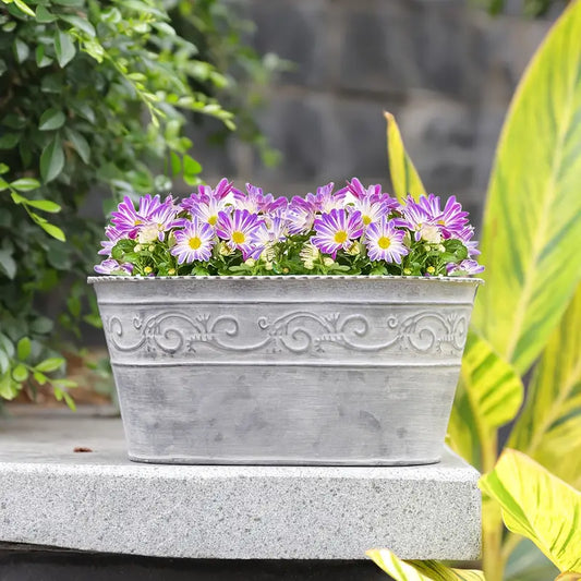 3 Vintage-Blumentöpfen aus galvanisiertem Metall