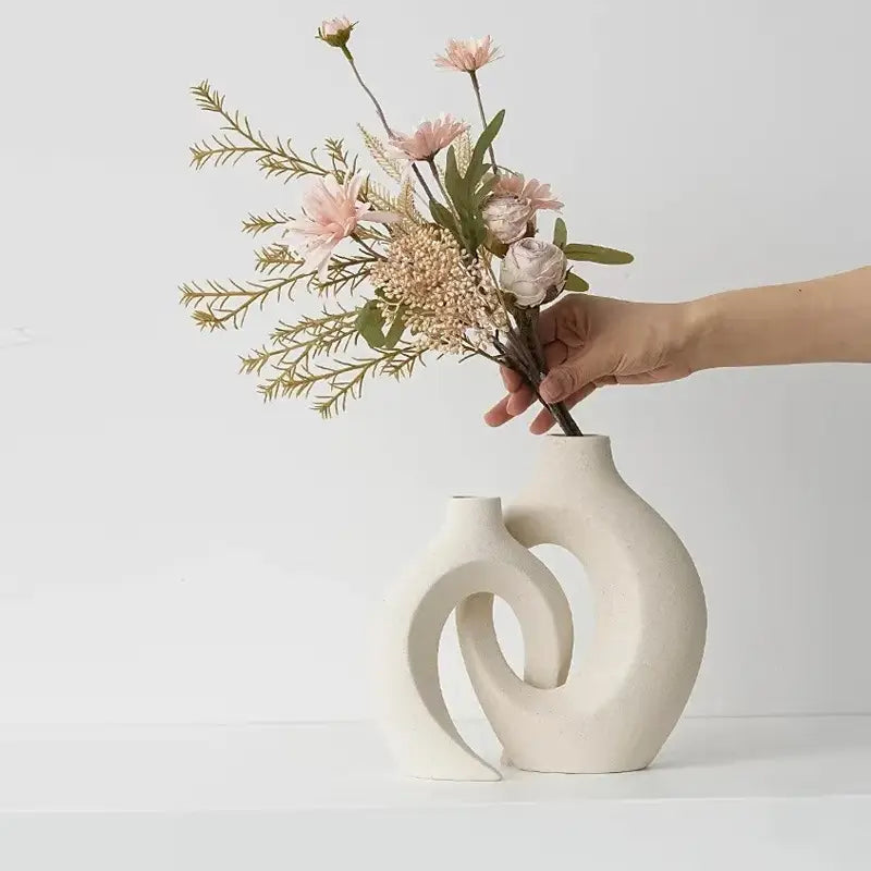 Keramikvasen-Set aus 2 Stück, Nordisch Modern Boho